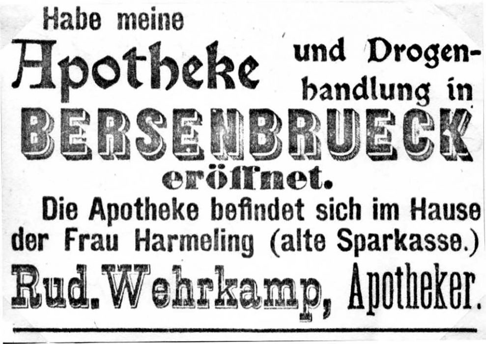 Am 6. Mai 1919 war in der Bersenbrücker Zeitung zu lesen: